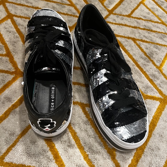 Alice + Olivia Ezra Sequin Platform Sneakers - Picture 3 of 7